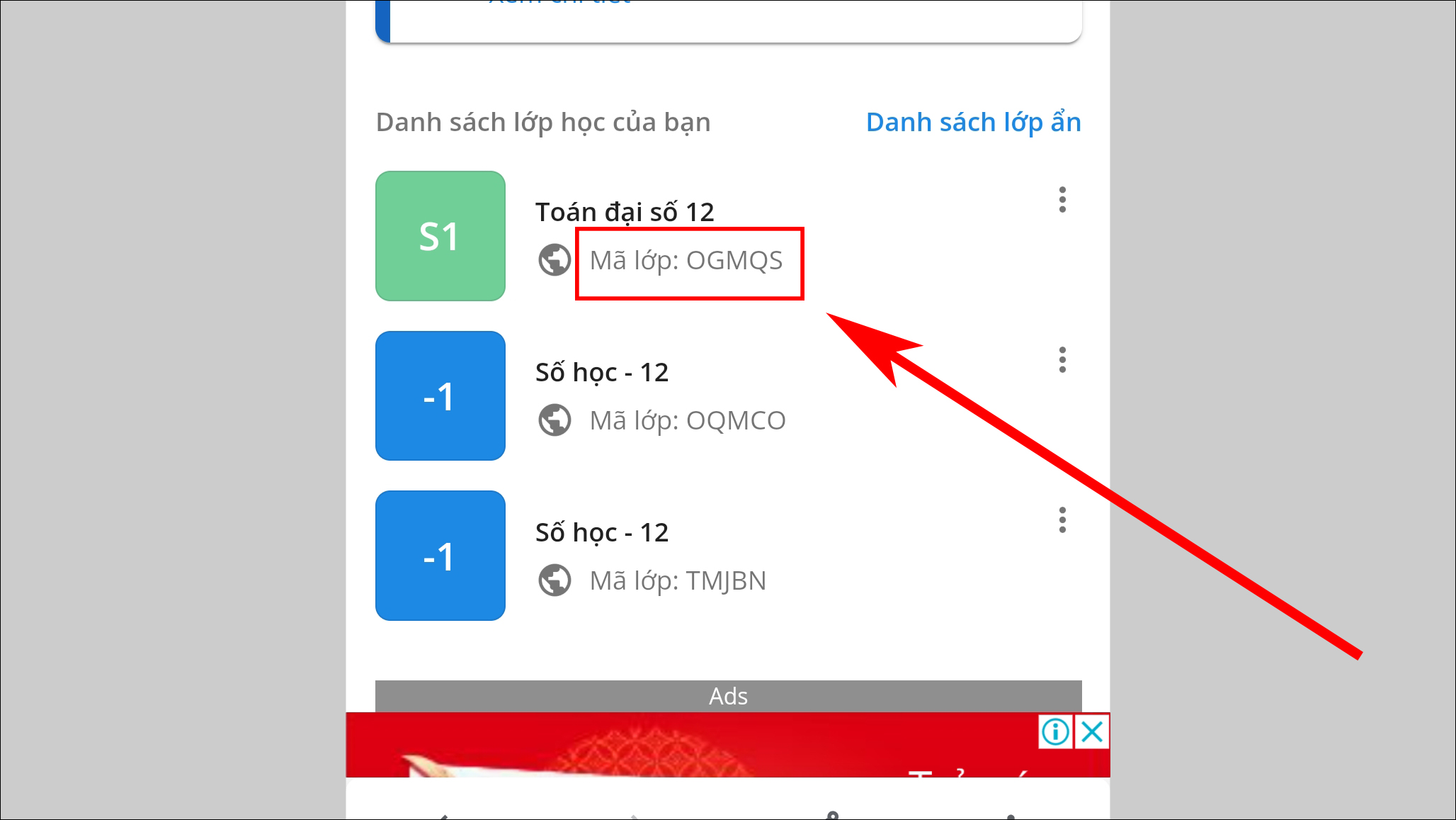 Bạn cần gửi mã lớp cho phụ huynh hoặc học sinh để họ có thể đăng nhặp vào để nhận bài và học.